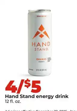 Hy-Vee Hand Stand energy drink offer