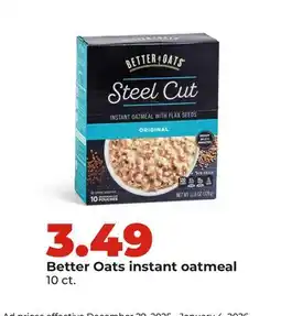 Hy-Vee Better Oats instant oatmeal offer