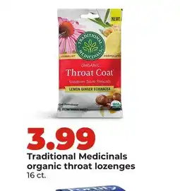 Hy-Vee Traditional Medicinals organic throat lozenges offer