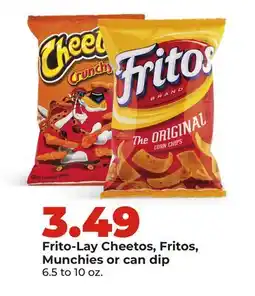 Hy-Vee Frito-Lay Cheetos, Fritos, Munchies or can dip offer