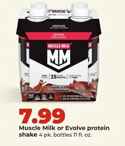 Hy-Vee Muscle Milk or Evolve protein shake offer