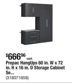 The Home Depot Prepac HangUps 60 in. W x 72 in. H x 16 in. D Storage Cabinet Set B in Black ( 3 Piece ) offer