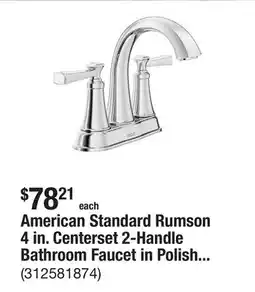 The Home Depot American Standard Rumson 4 in. Centerset 2-Handle Bathroom Faucet in Polished Chrome offer