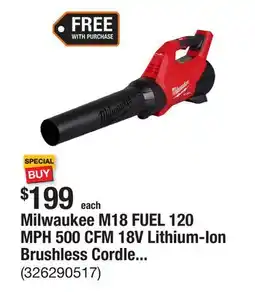 The Home Depot Milwaukee M18 FUEL 120 MPH 500 CFM 18V Lithium-Ion Brushless Cordless Handheld Blower (Tool-Only) offer