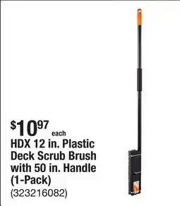 The Home Depot HDX 12 in. Plastic Deck Scrub Brush with 50 in. Handle (1-Pack) offer