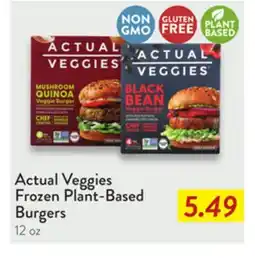 Fresh Thyme Actual Veggies Frozen Plant-Based Burgers offer