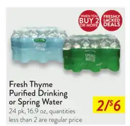 Fresh Thyme Purified Drinking or Spring Water offer