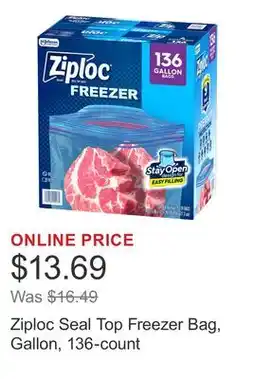 Costco Ziploc Seal Top Freezer Bag, Gallon, 136-count offer
