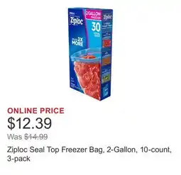 Costco Ziploc Seal Top Freezer Bag, 2-Gallon, 10-count, 3-pack offer