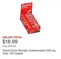 Costco Tylenol Extra Strength Acetaminophen 500 mg Vials, 120 Caplets offer