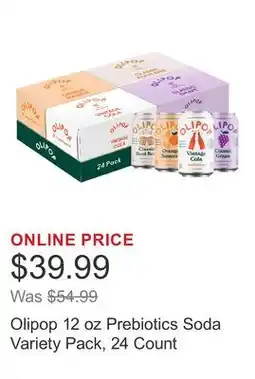 Costco Olipop 12 oz Prebiotics Soda Variety Pack, 24 Count offer