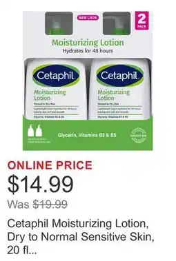 Costco Cetaphil Moisturizing Lotion, Dry to Normal Sensitive Skin, 20 fl oz, 2-count offer