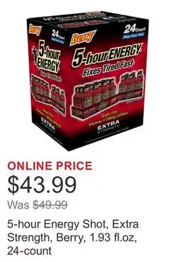 Costco 5-hour Energy Shot, Extra Strength, Berry, 1.93 fl.oz, 24-count offer