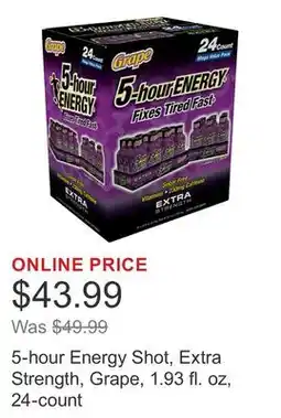 Costco 5-hour Energy Shot, Extra Strength, Grape, 1.93 fl. oz, 24-count offer