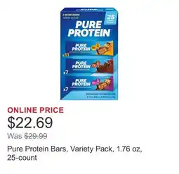 Costco Pure Protein Bars, Variety Pack, 1.76 oz, 25-count offer