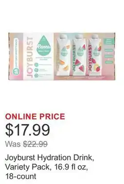 Costco Joyburst Hydration Drink, Variety Pack, 16.9 fl oz, 18-count offer