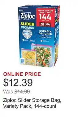 Costco Ziploc Slider Storage Bag, Variety Pack, 144-count offer