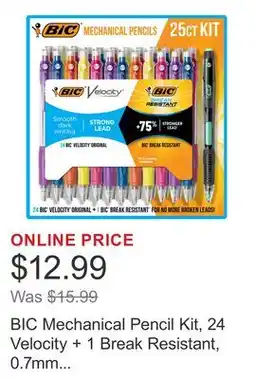 Costco BIC Mechanical Pencil Kit, 24 Velocity + 1 Break Resistant, 0.7mm Lead, 25-count offer