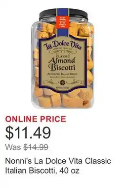 Costco Nonni's La Dolce Vita Classic Italian Biscotti, 40 oz offer