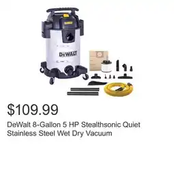 Costco DeWalt 8-Gallon 5 HP Stealthsonic Quiet Stainless Steel Wet Dry Vacuum offer