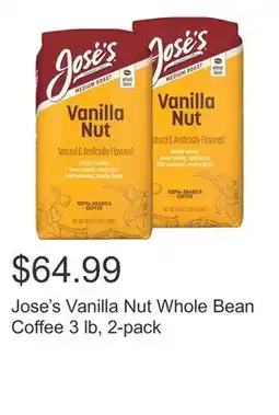 Costco Jose's Vanilla Nut Whole Bean Coffee 3 lb, 2-pack offer