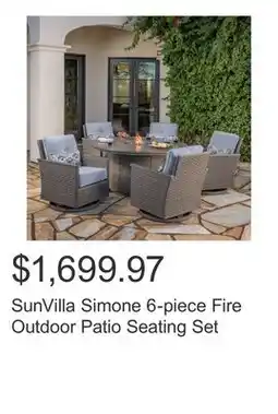 Costco SunVilla Simone 6-piece Fire Outdoor Patio Seating Set offer