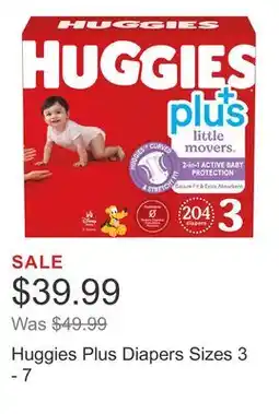 Costco Huggies Plus Diapers Sizes 3 - 7 offer