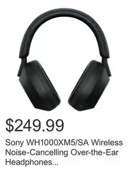 Costco Sony WH1000XM5/SA Wireless Noise-Cancelling Over-the-Ear Headphones - Black, with Soft Case offer