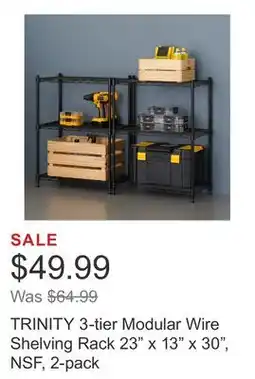 Costco TRINITY 3-tier Modular Wire Shelving Rack 23 x 13 x 30, NSF, 2-pack offer