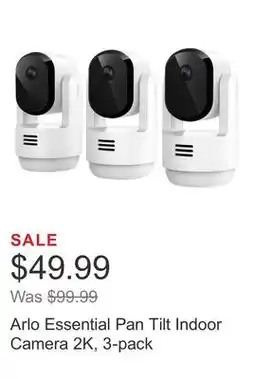 Costco Arlo Essential Pan Tilt Indoor Camera 2K, 3-pack offer