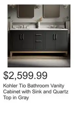 Costco Kohler Tio Bathroom Vanity Cabinet with Sink and Quartz Top in Gray offer
