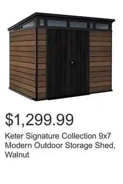 Costco Keter Signature Collection 9x7 Modern Outdoor Storage Shed, Walnut offer