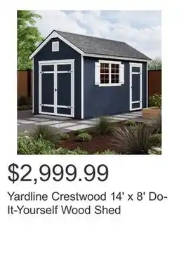Costco Yardline Crestwood 14' x 8' Do-It-Yourself Wood Shed offer
