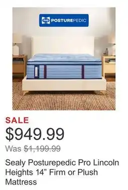 Costco Sealy Posturepedic Pro Lincoln Heights 14 Firm or Plush Mattress offer