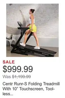 Costco Centr Runr-S Folding Treadmill With 10 Touchscreen, Tool-less Assembly offer