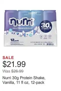 Costco Nurri 30g Protein Shake, Vanilla, 11 fl oz, 12-pack offer
