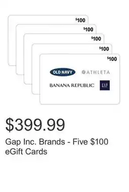 Costco Gap Inc. Brands - Five $100 eGift Cards offer