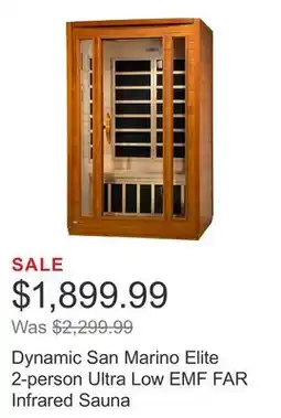 Costco Dynamic San Marino Elite 2-person Ultra Low EMF FAR Infrared Sauna offer