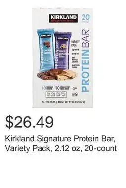 Costco Kirkland Signature Protein Bar, Variety Pack, 2.12 oz, 20-count offer