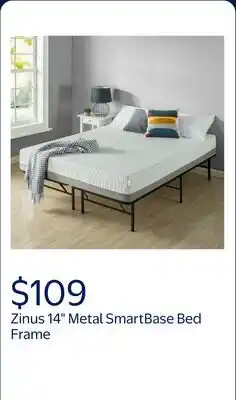 Walmart Zinus 14 Metal SmartBase Tool-Free Assembly Bed Frame, Queen offer
