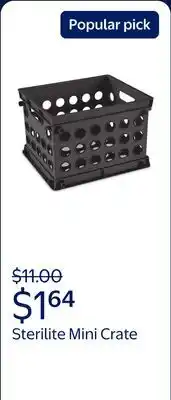 Walmart Sterilite Mini Crate, Multi-Purpose Plastic Storage Bin, Black offer