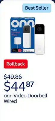 Walmart onn Video Doorbell Wired, with Google Home and Gemini, Head to Toe View, 1200p HDR offer