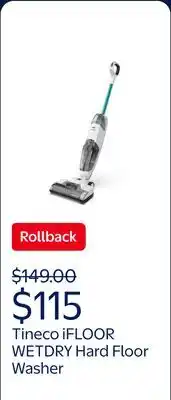 Walmart Tineco iFLOOR WETDRY Hard Floor Washer with Self Cleaning Feature, Cordless Vacuum Cleaner, Blue offer