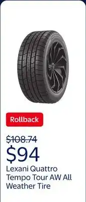 Walmart Lexani Quattro Tempo Tour AW All Weather 225/60R18 100H Passenger Tire offer