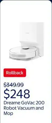 Walmart Dreame GoVac 200 Robot Vacuum and Mop with 13000Pa Suction, Auto-Empty, 300 Min Runtime offer