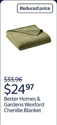 Walmart Better Homes & Gardens Wexford Super Soft Luxury Chenille Blanket , Full/Queen Size, Dark Cilantro offer