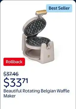 Walmart Beautiful Rotating Belgian Waffle Maker, Porcini Taupe by Drew Barrymore offer