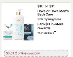 Walgreens Dove or Dove Men's Bath Care offer