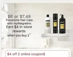 Walgreens Tresemme Hair Care myWalgreens offer