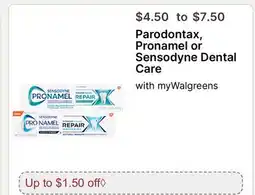 Walgreens Parodontax, Pronamel or Sensodyne Dental Care offer
